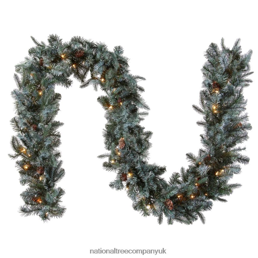 Greenery | National Tree Company Pre-Lit \Feel Real\ Artificial Christmas Garland Green Arctic Spruce White Lights Decorated With Pine Cones Plug In Christmas Collection 9 Feet F2L4F358